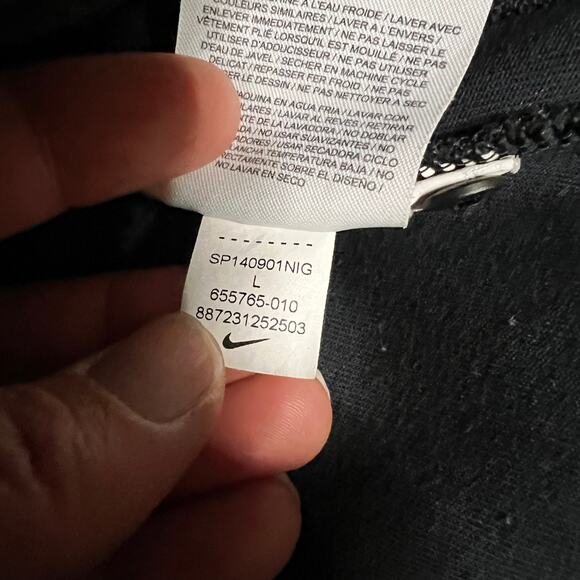 Nike Sportswear Tech Hoodie Womens Large Fleece Cape Sweatshirt Zip Black 655765 - Picture 8 of 8